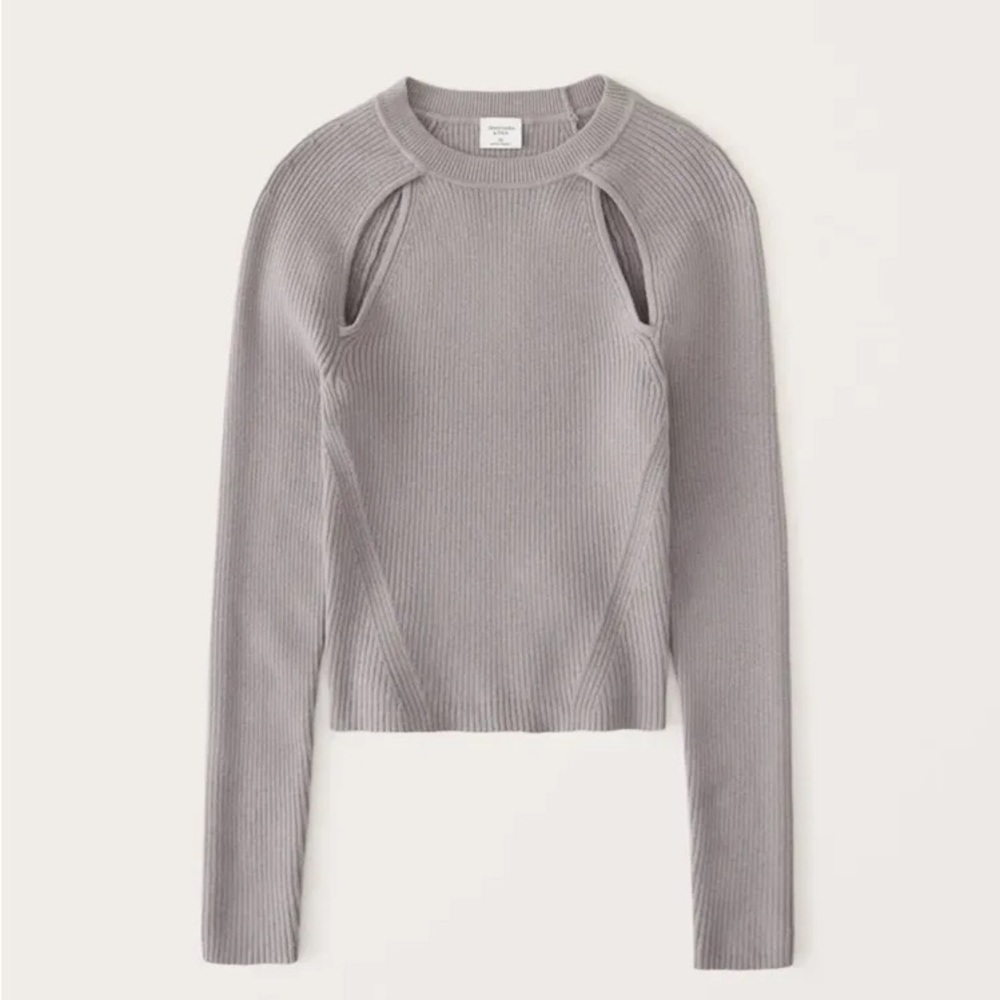 Abercrombie & Fitch Sweater long sleeve knitted top with cutouts taupe
Size S